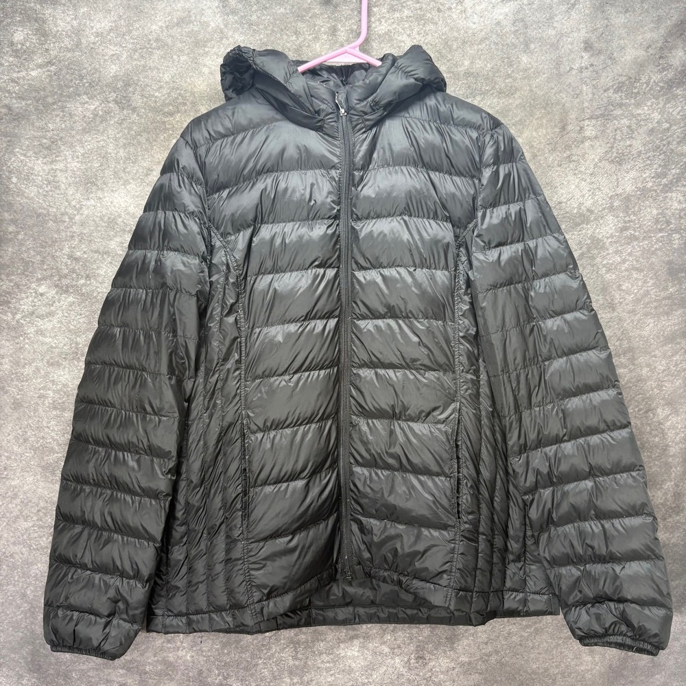 Heatkeep Black Quilted Puffer Jacket Womens XL Hooded Down Blend Packable